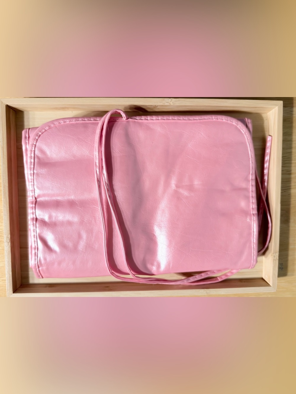 Pink Makeup Brush Roll Organizer Travel Cosmetic Brush Holder Case NWOT